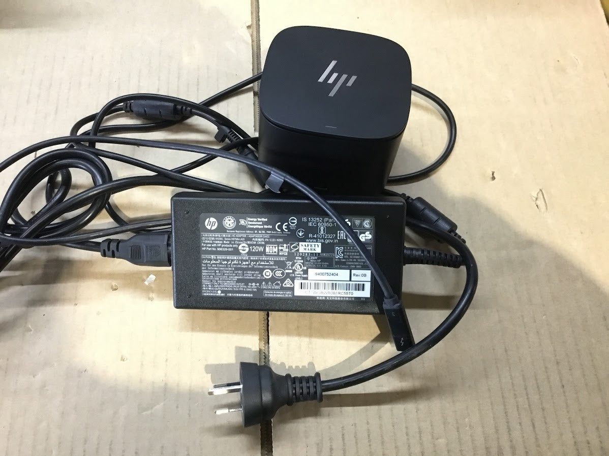 HP HSN-IX01 Docking Station USB-C DP VGA with Charger + Thunderbolt Cable Black