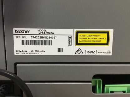 Brother MFC-L2700DW All-In One Laser Multifunction Printer Grey Tested Au Seller