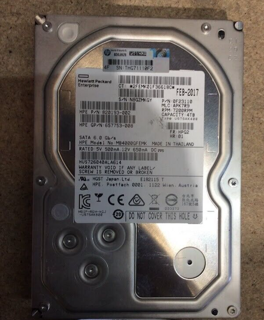 HPE 4TB Desktop 3.5" HDD SATA MB4000GFEMK Hard Disk Drive Silver Au Seller