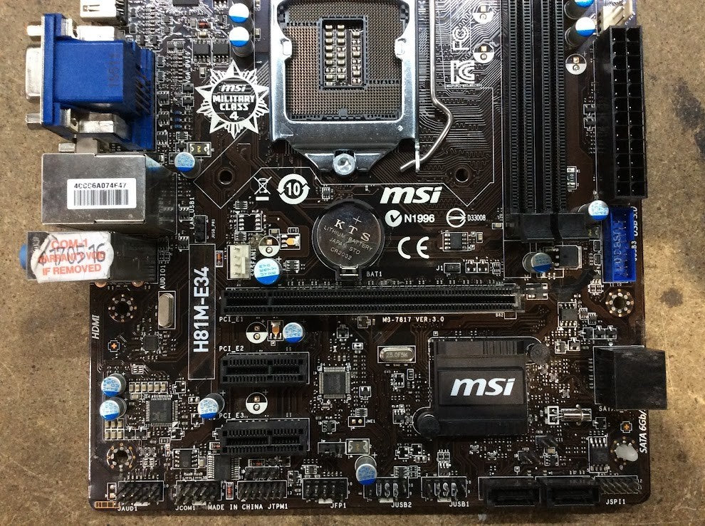 [AU] MSI H81M-E34 Motherboard DDR3 microATX LGA 1150 DVI VGA HDMI Intel H81