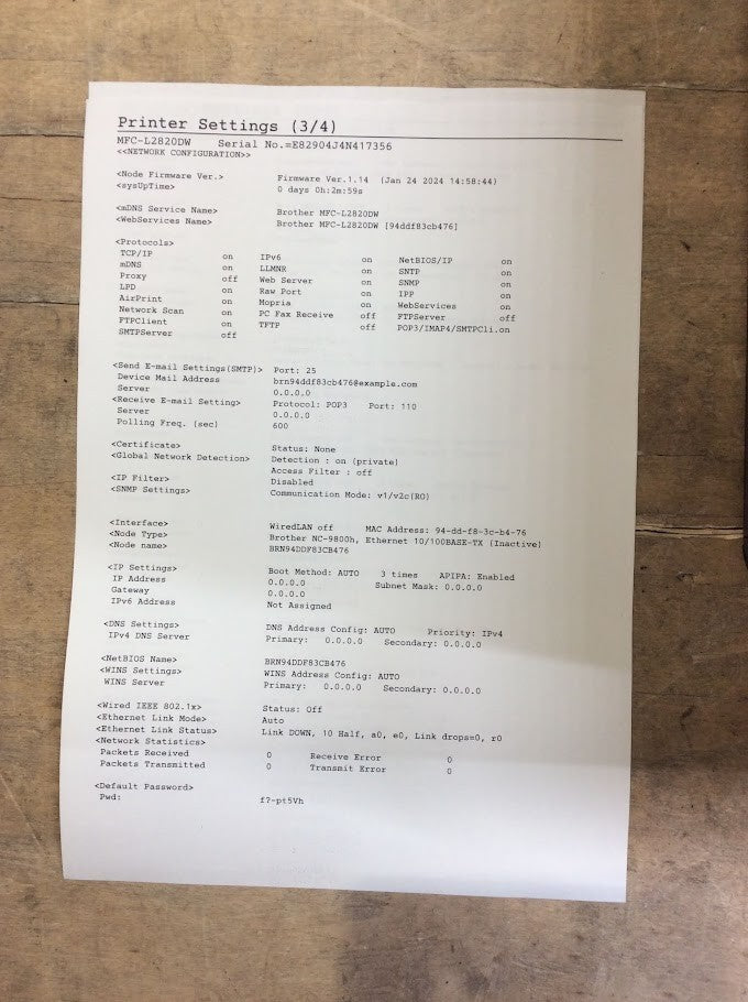Brother MFC L2820DW Monochrome All-in-One Laser Printer - Tested [AU Seller]