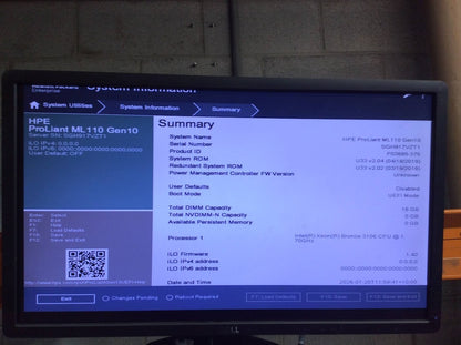 HPE ProLiant ML110 Gen10 Tower Xeon Bronze 3206+HPE S100i SR G10 16GB PC4 Win11