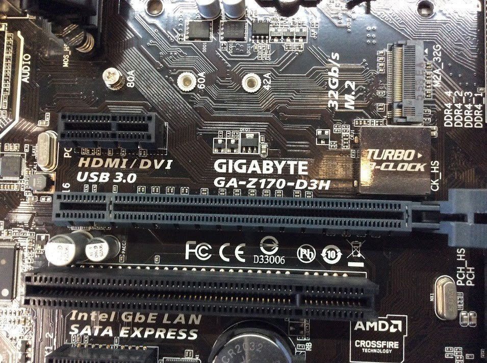 GIGABYTE GA-Z170-D3H Motherboard ATX LGA 1151 HDMI DVI VGA USB-C Intel Z170 [AU]