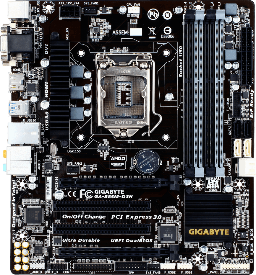 GIGABYTE GA-B85M-D3H Motherboard micro ATX LGA 1150 DVI VGA HDMI Intel B85 [AU]