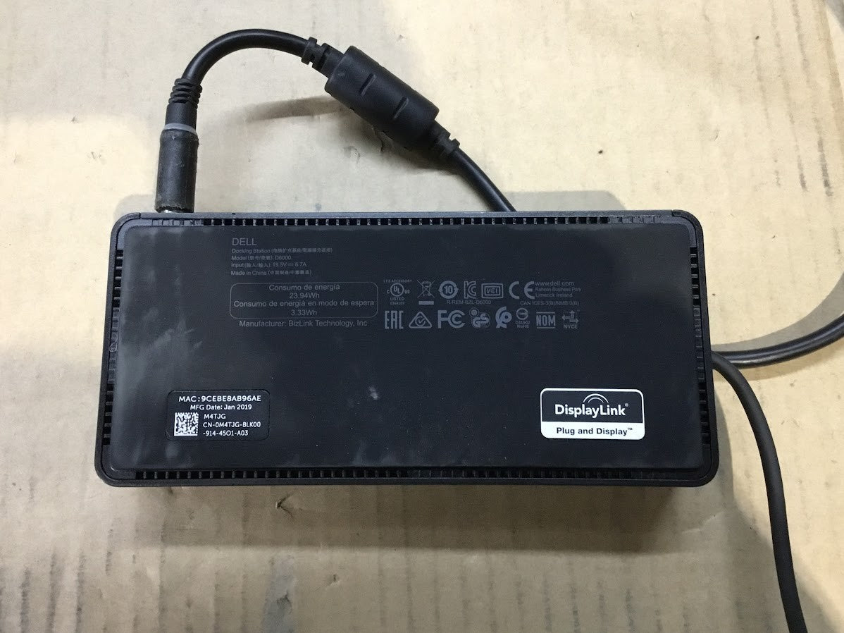 DELL D6000 Universal Docking Station USB-C DP HDMI with Charger Black Au Seller