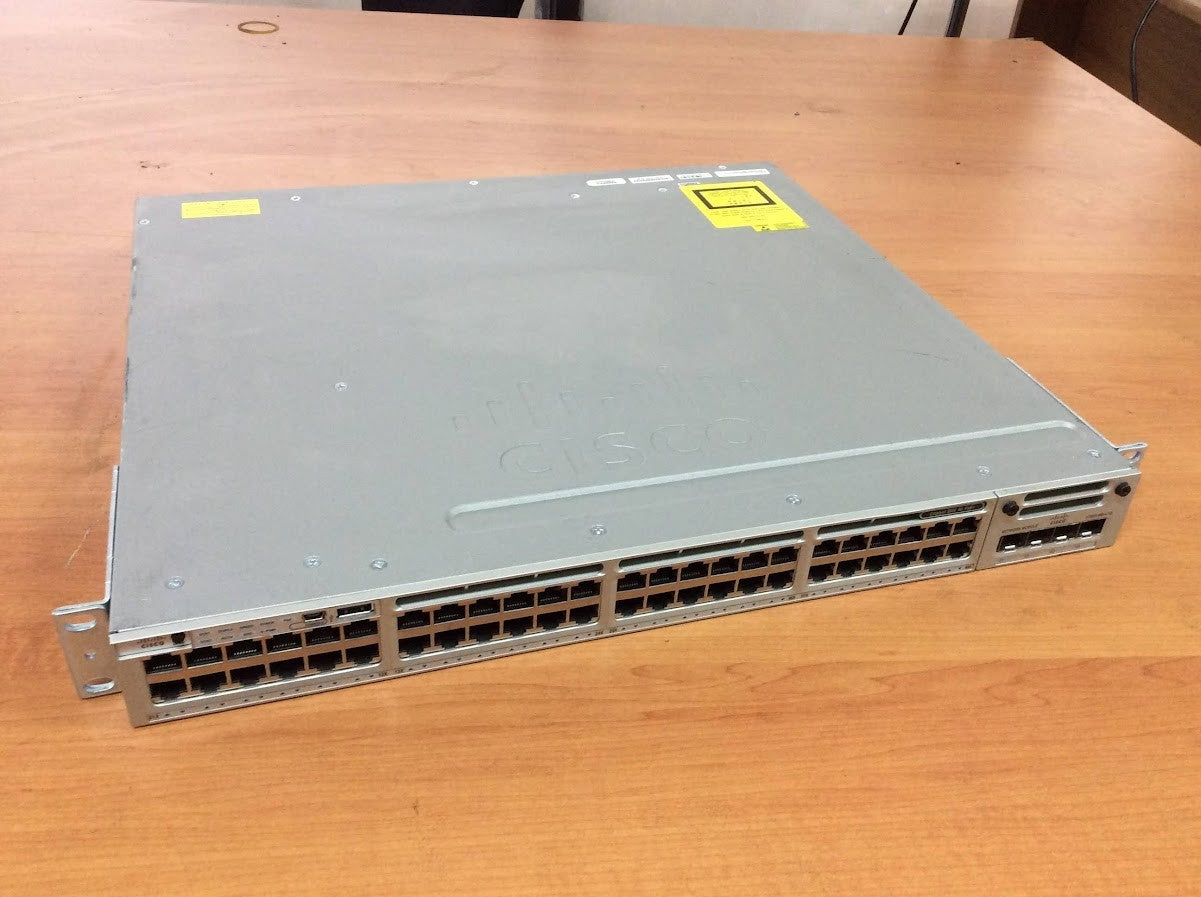 Cisco 48 Port Network Switch WS-C3850-48P-L + C3850-NM-4-10G 2*PSU + PoE Switch