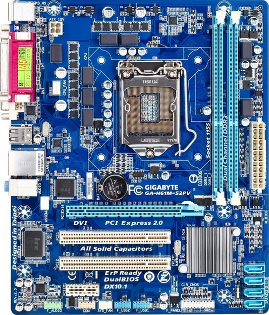 GIGABYTE GA-H61M-S2PV Motherboard DDR3 microATX LGA 1155 DVI VGA Intel H61 [AU]