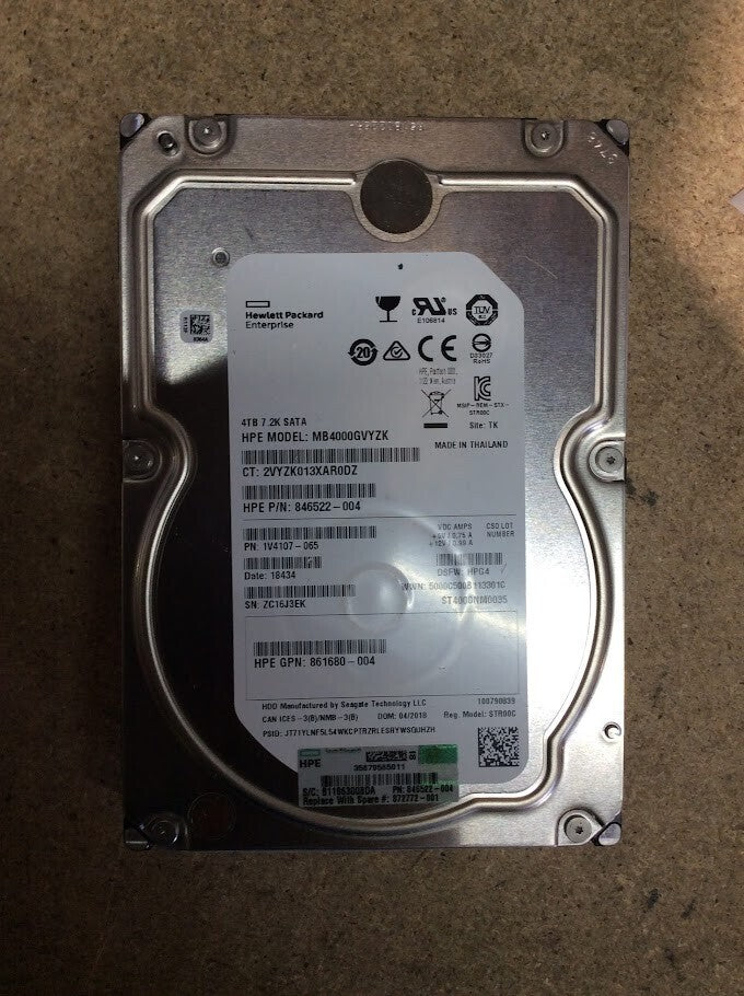 HPE 4TB Desktop 3.5" HDD 7.2K SATA MB4000GVYZK Hard Disk Drive Silver Au Seller