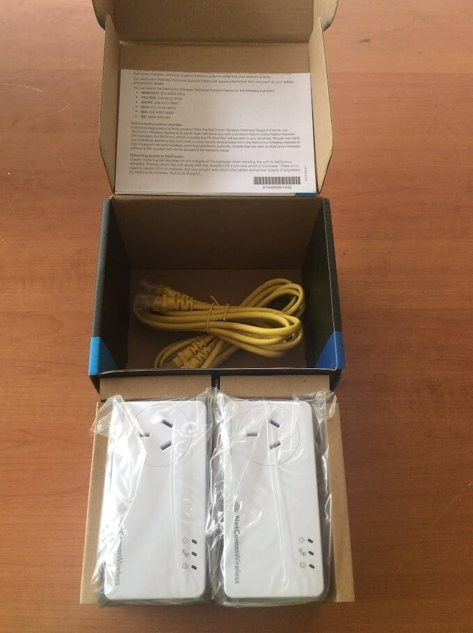 New NetCommWireless NP511 500Mbps Powerline Kit with AC Pass-through Au Seller