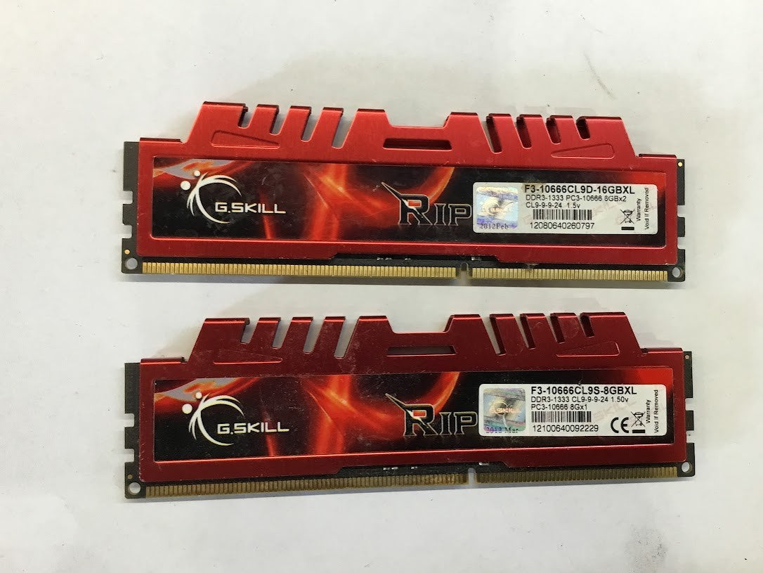 G.SKILL Ripjaws 8GB F3-10666CL9D-16GBXL + 8GB F3-10666CL9S-8GBXL Desktop Memory