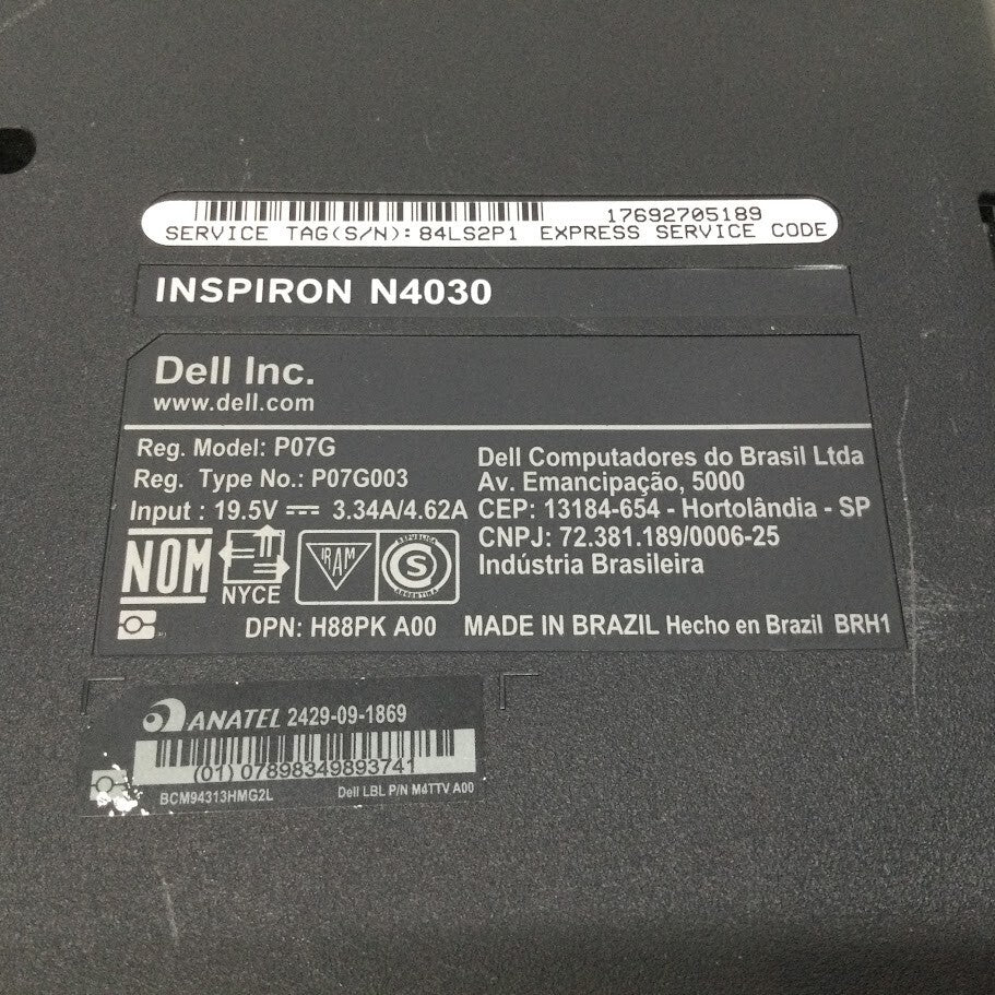 Dell Inspiron N4030 Laptop 14" i3-M370 4GBRAM 512GB VGA Black Au Seller A-