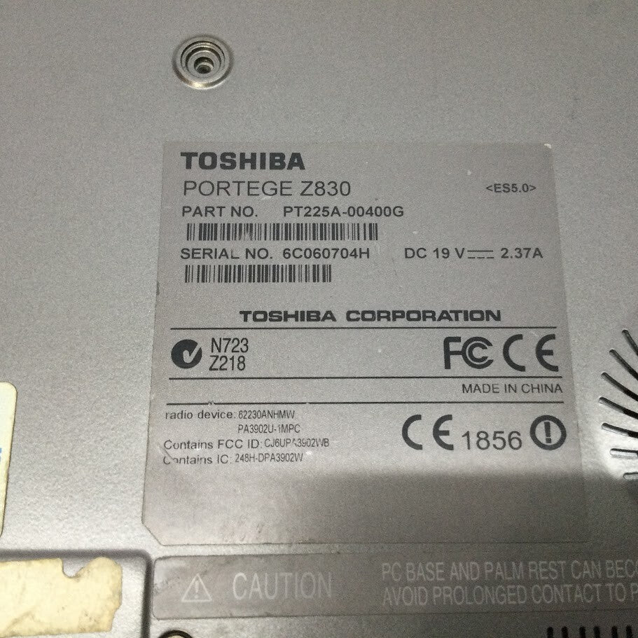 Toshiba Portege Z830 Laptop 13.3" i5-2557M 4GBRAM 128GB USB-C Au Seller A-