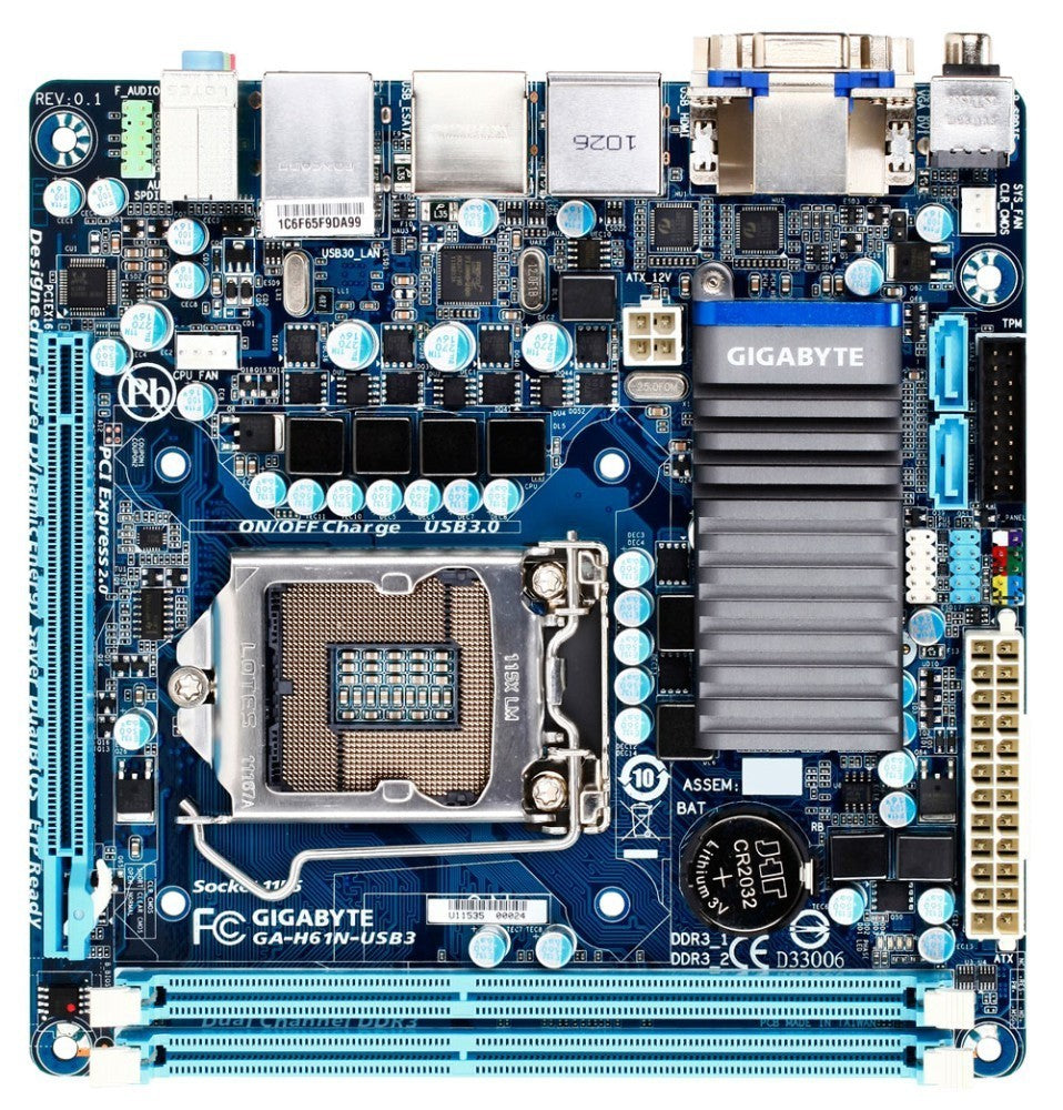 GIGABYTE GA-H61N-USB3 Motherboard mini ITX LGA 1155 DDR3 HDMI VGA DVI Intel H61