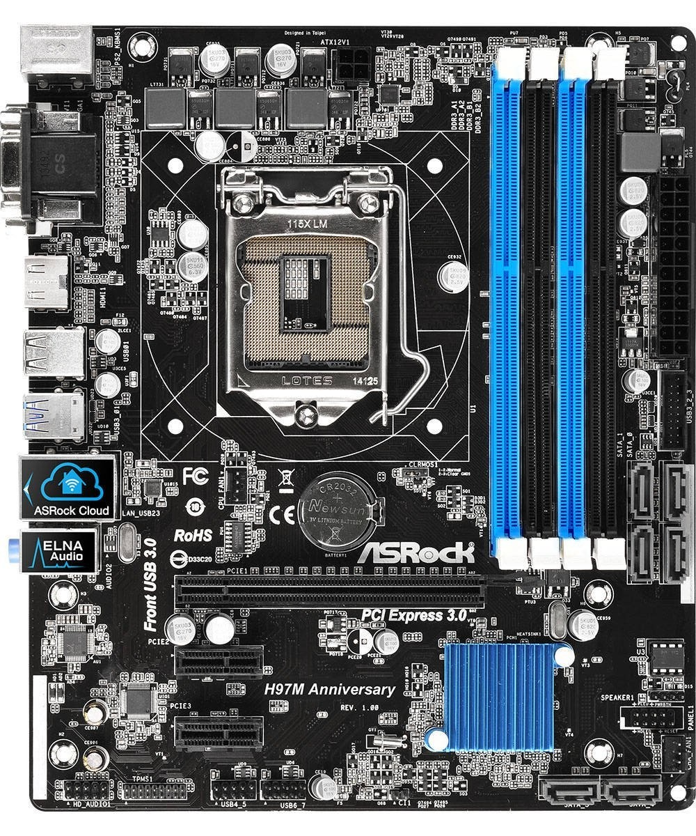 ASRock H97M Anniversary Motherboard microATX LGA 1150 HDMI VGA DVI Intel H97