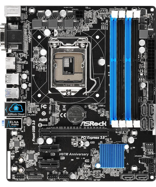 ASRock H97M Anniversary Motherboard microATX LGA 1150 HDMI VGA DVI Intel H97