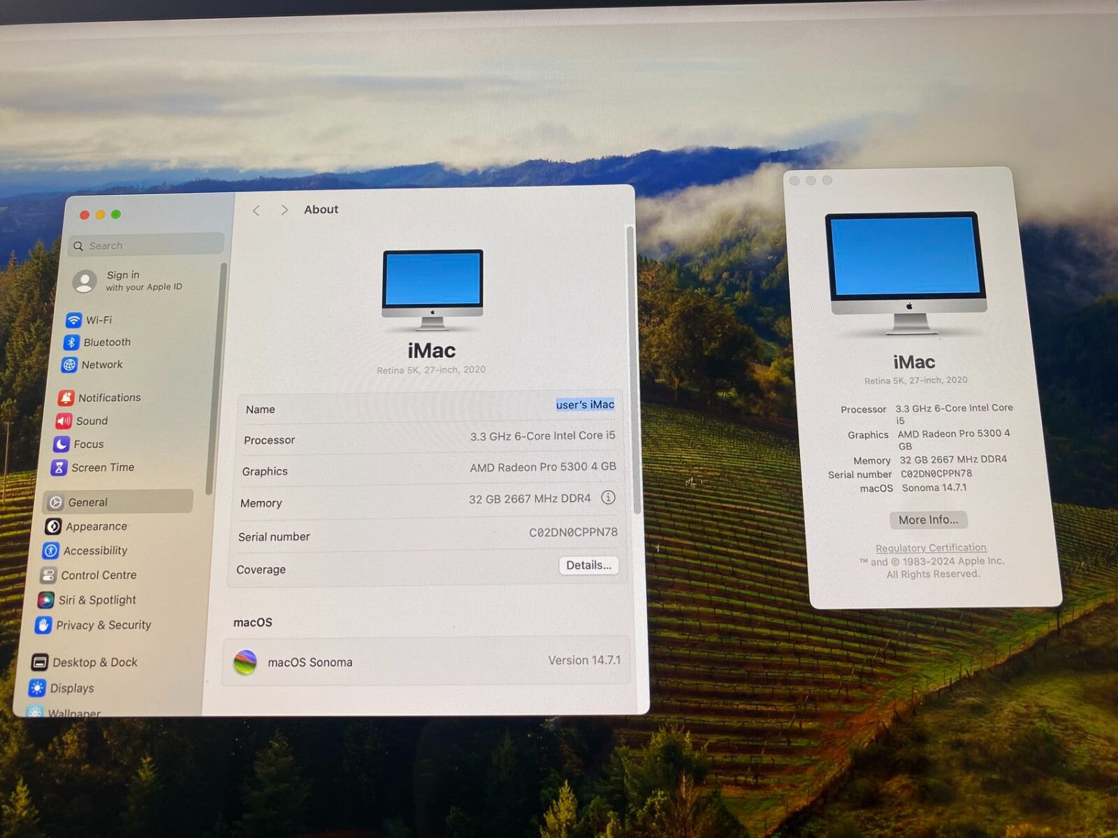 Apple 27'' iMac A2115 AIO i5-10600 32GB+1TBSSD Silver EMC3442 5K