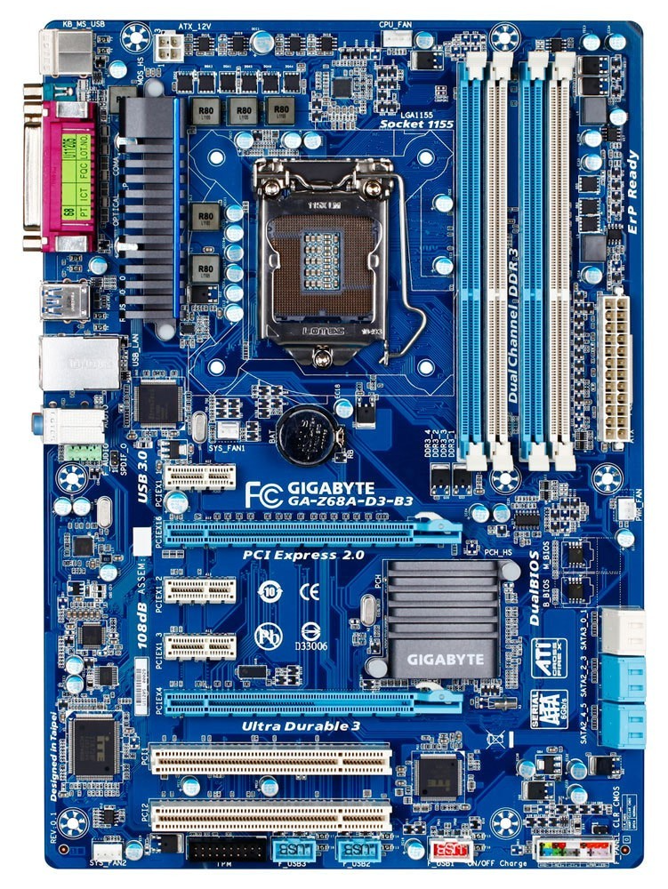 GIGABYTE GA-Z68A-D3 Motherboard ATX DDR3 LGA 1155 (Socket H2) Intel Z68 [AU]