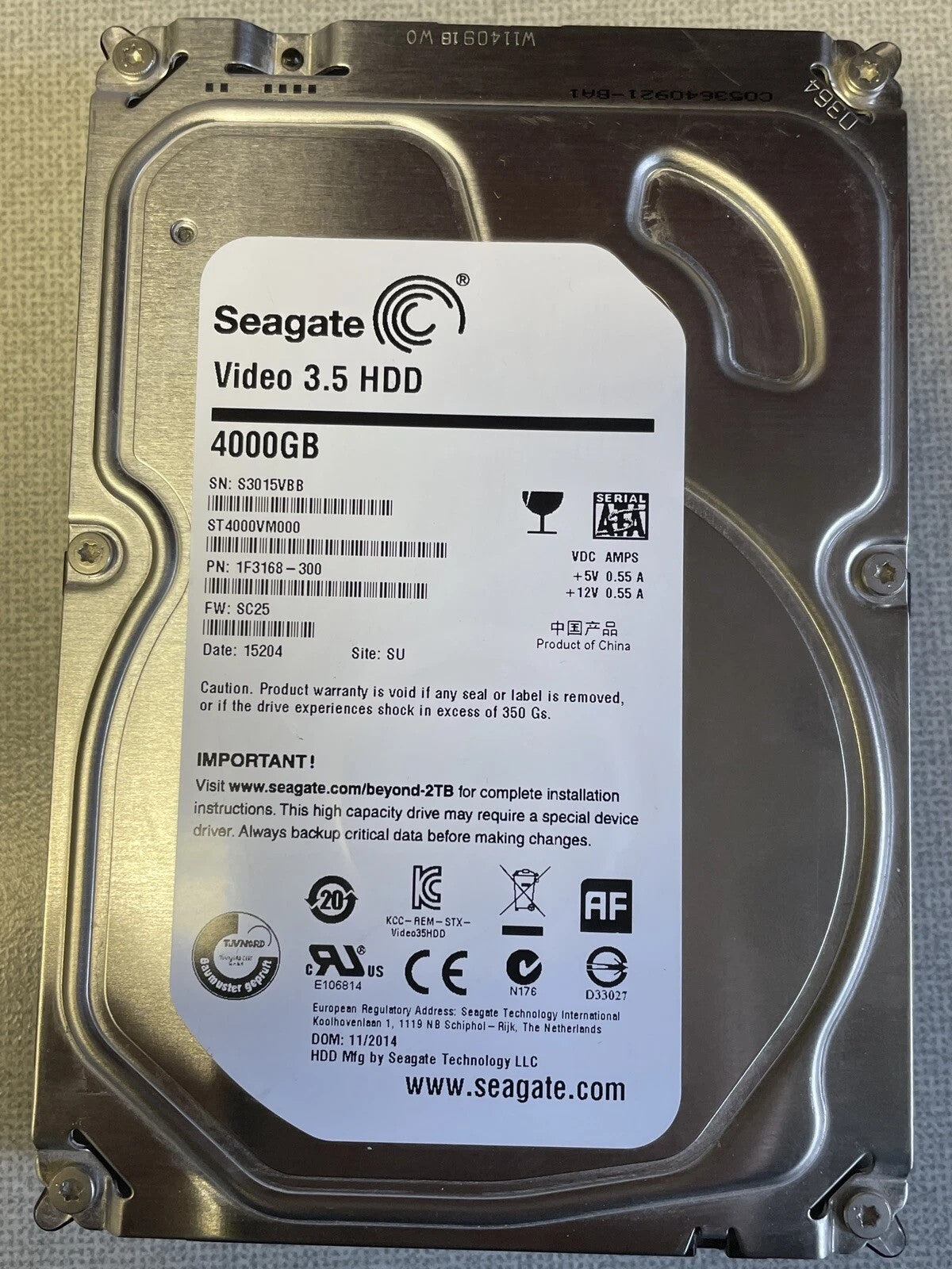 [AU Seller] Seagate Video 4TB 3.5" Hard Disk Drive SATA III ST4000VM000 A+