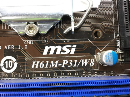 MSI H61M-P31/W8 Motherboard microATX LGA 1155 DDR3 USB3.0 VGA DVI Intel H61