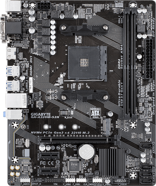 GIGABYTE GA-A320M-S2H Motherboard AMD B350 Socket AM4 mATX + AMD A10-9700 CPU