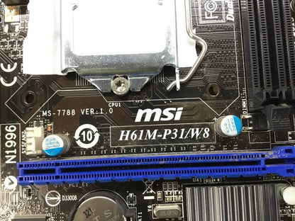 MSI H61M-P31/W8 Motherboard m ATX LGA 1155 DDR3 USB3.0 VGA DVI Intel H61 Tested