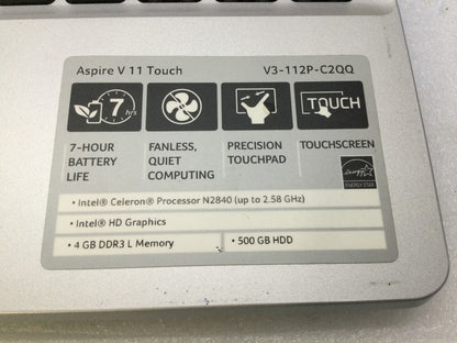 Acer Aspire V3-112P Laptop 11.6" Celeron N2840 4GBRAM 500GB HDMI Au Seller A-