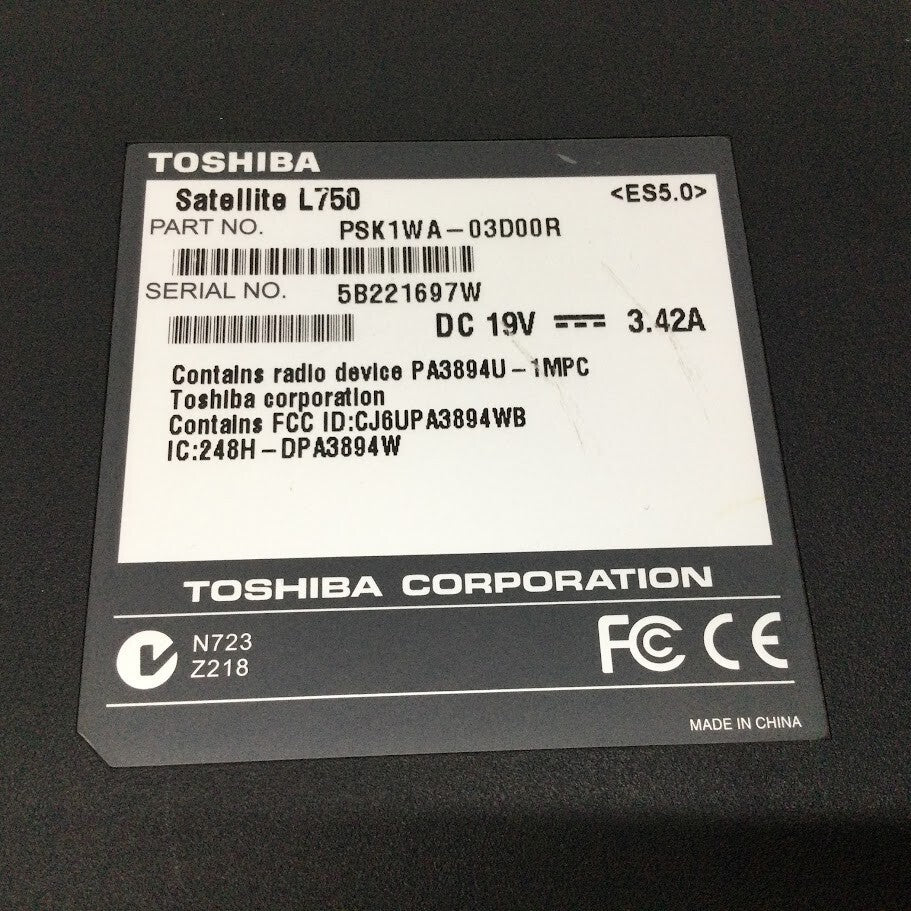 Toshiba Satellite L750 Laptop 15.6" i3-2310M 4GBRAM 320GB HDMI Au Seller A-
