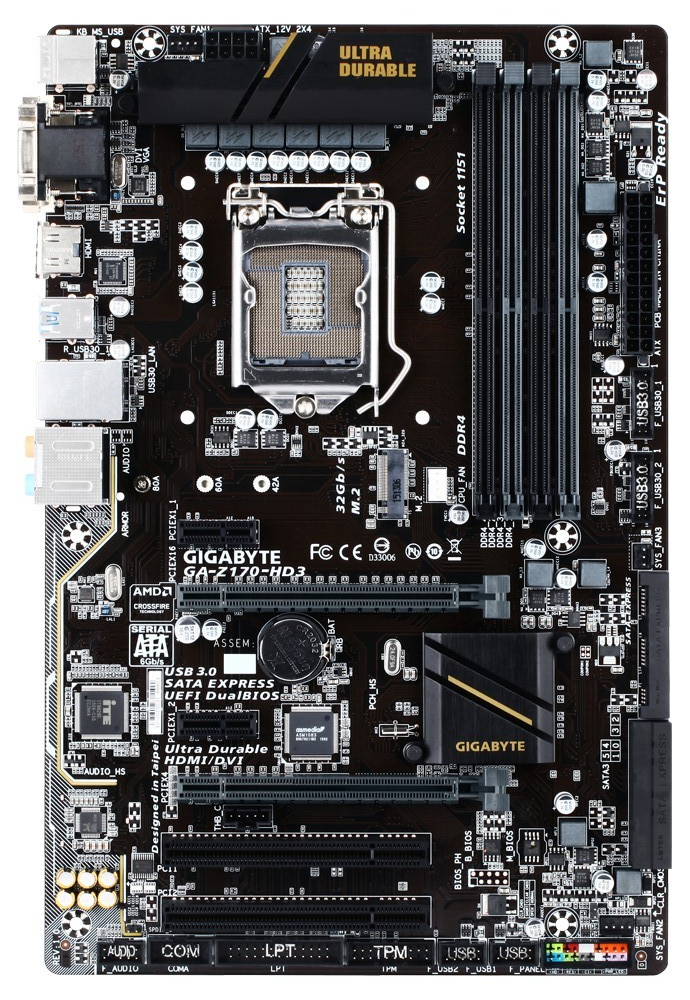 GIGABYTE GA-Z170-HD3 Motherboard ATX DDR4 LGA 1151 HDMI DVI VGA Intel Z170