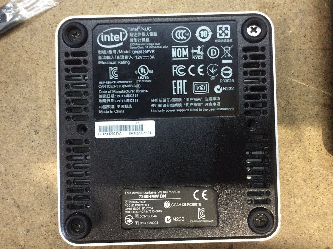 Intel DN2820FYK Mini-PC N2820@2.13GHz 4GBRAM 128GBSSD HDMI Black Au Seller A-