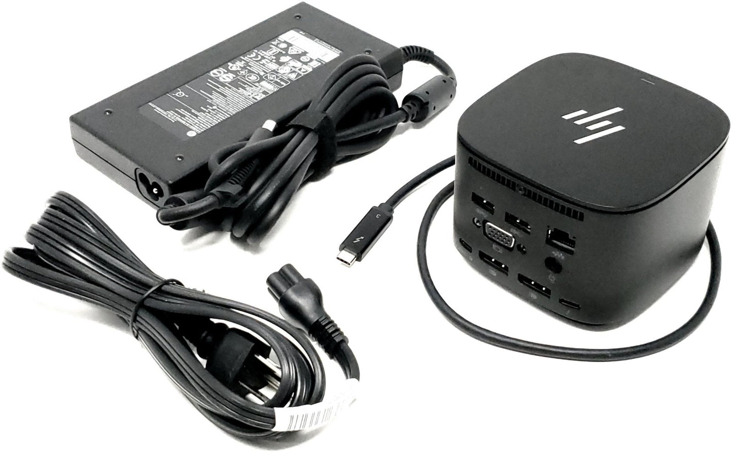 HP HSN-IX01 Docking Station USB-C DP VGA with Charger + Thunderbolt Cable Black