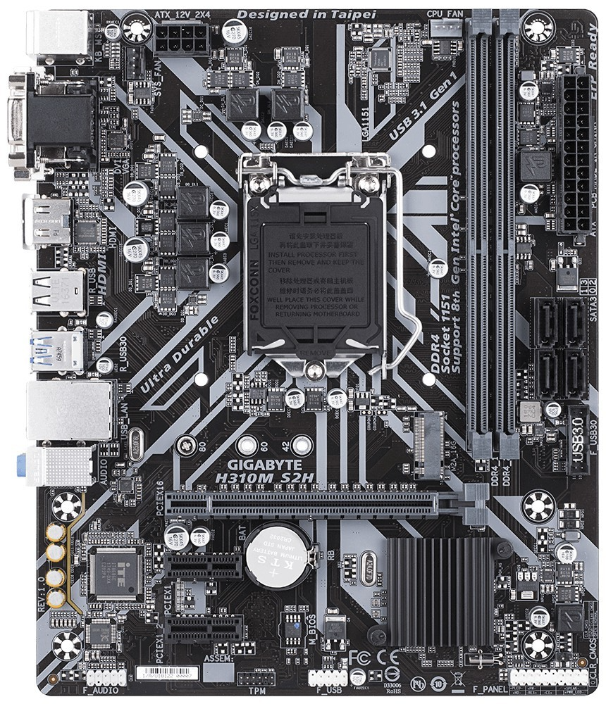 GIGABYTE H310M S2H Motherboard micro ATX DDR4 LGA 1151 HDMI DV VGA Intel H310