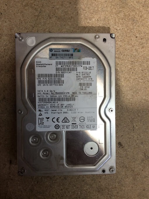 HPE 4TB Desktop 3.5" HDD HUS726040ALA614 Hard Disk Drive Silver Au Seller