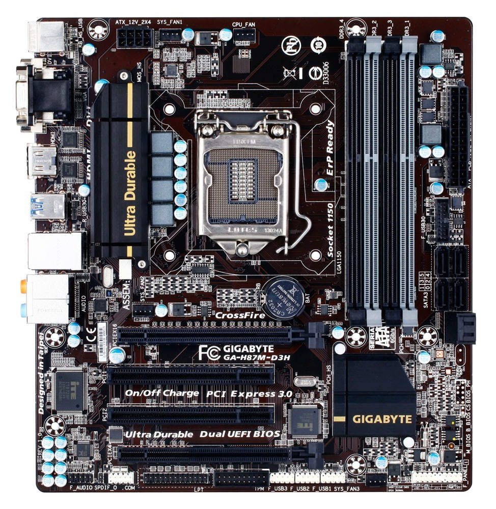 GIGABYTE GA-H87M-D3H Motherboard DDR3 microATX LGA 1150 HDMI DVI VGA Intel H87