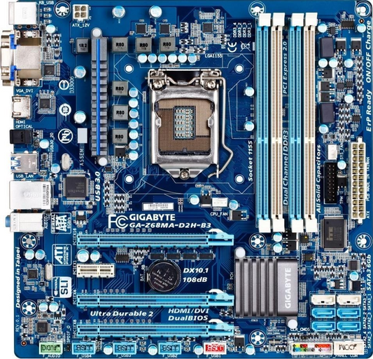 GIGABYTE GA-Z68MA-D2H-B3 Motherboard mATX DDR3 LGA 1155 HDMI DVI VGA Intel Z68