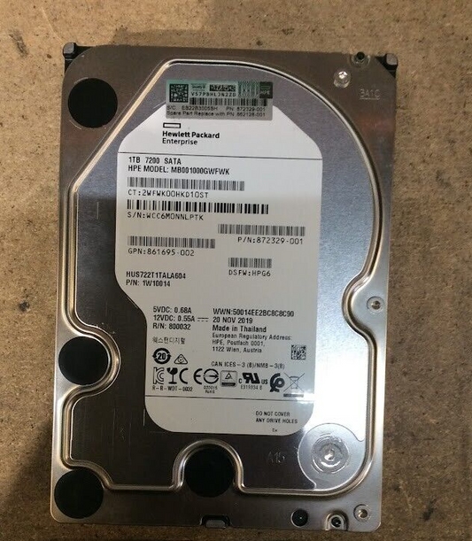 HPE 1TB Desktop 3.5" HDD SATA MB001000GWFWK Hard Disk Drive Silver Au Seller