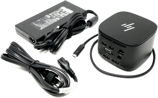HP HSN-IX01 Docking Station USB-C DP VGA with Charger + Thunderbolt Cable Black
