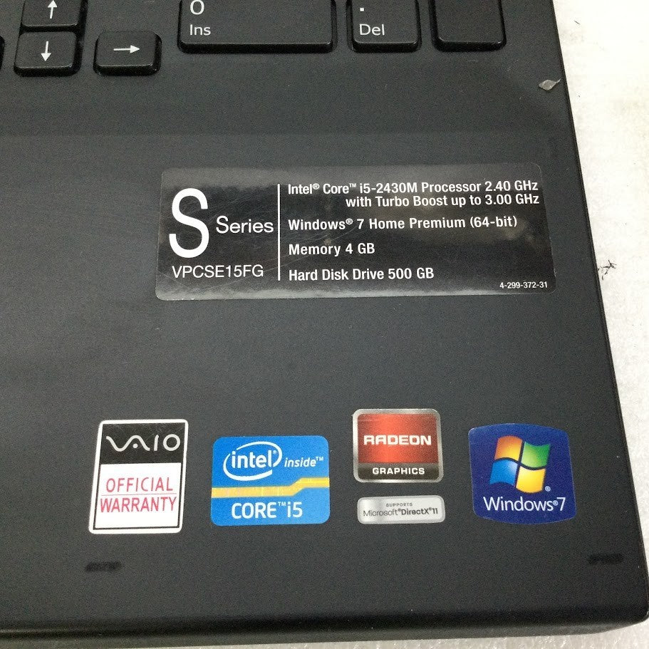 SONY VPCSE 15FG Laptop 13.3" i5-2430M 4GBRAM 500GB VGA HDMI Black Au Seller B