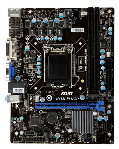 MSI H61M-P31 (G3) Motherboard micro ATX LGA 1155 DDR3 VGA DVI Intel H61 Tested