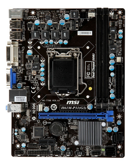 MSI H61M-P31 (G3) Motherboard micro ATX LGA 1155 DDR3 VGA DVI Intel H61 Tested