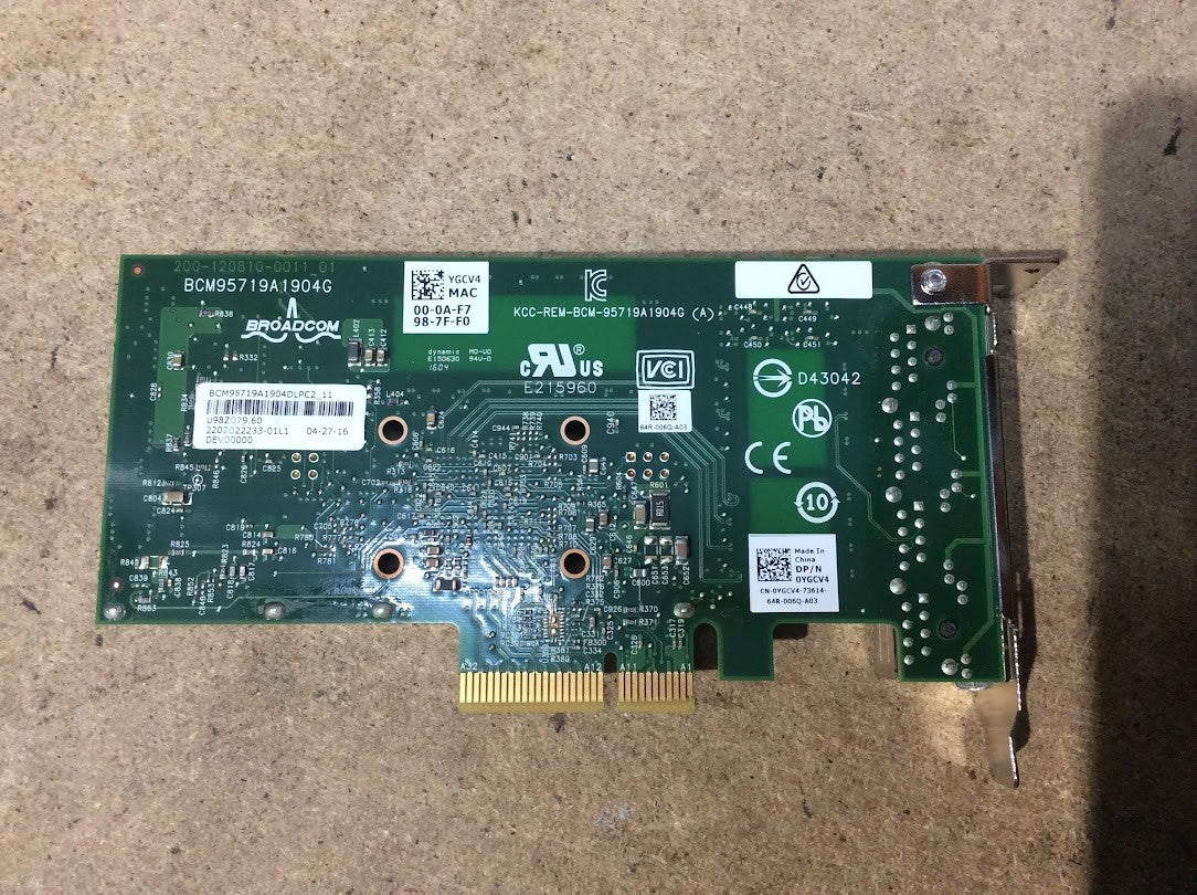 Broadcom BCM95719A1904G 4 Port Gigabit Short Height Network Card [AU Seller]