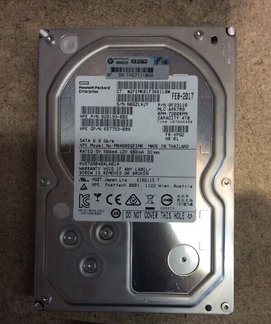 HPE 4TB Desktop 3.5" HDD SATA MB4000GFEMK Hard Disk Drive Silver Au Stock