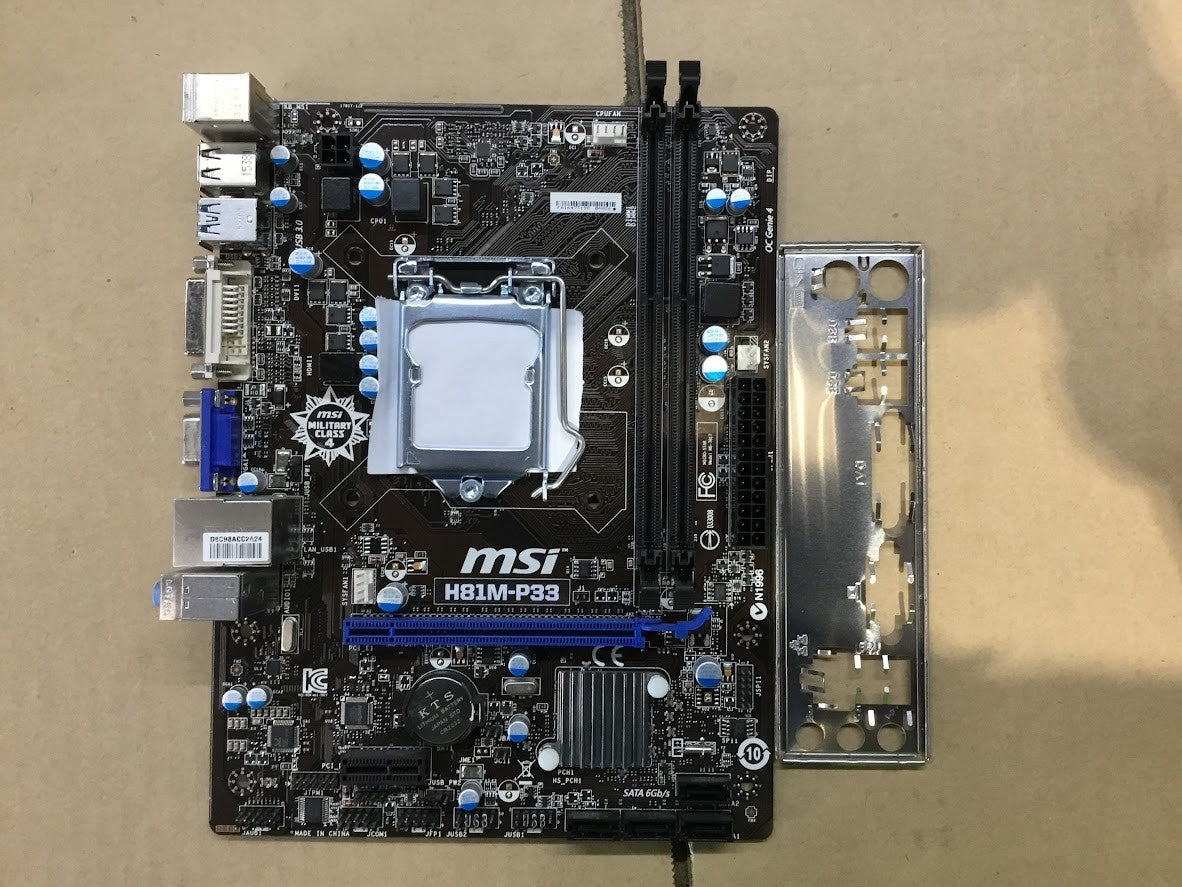 MSI H81M-P33 Motherboard micro ATX LGA 1150 DDR3 USB3.0 VGA DVI Intel H81 Tested