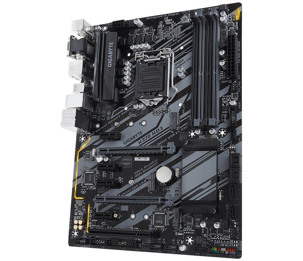 GIGABYTE H370 HD3 Motherboard ATX DDR4 LGA 1151 HDMI VGA DVI USB-C Intel H370