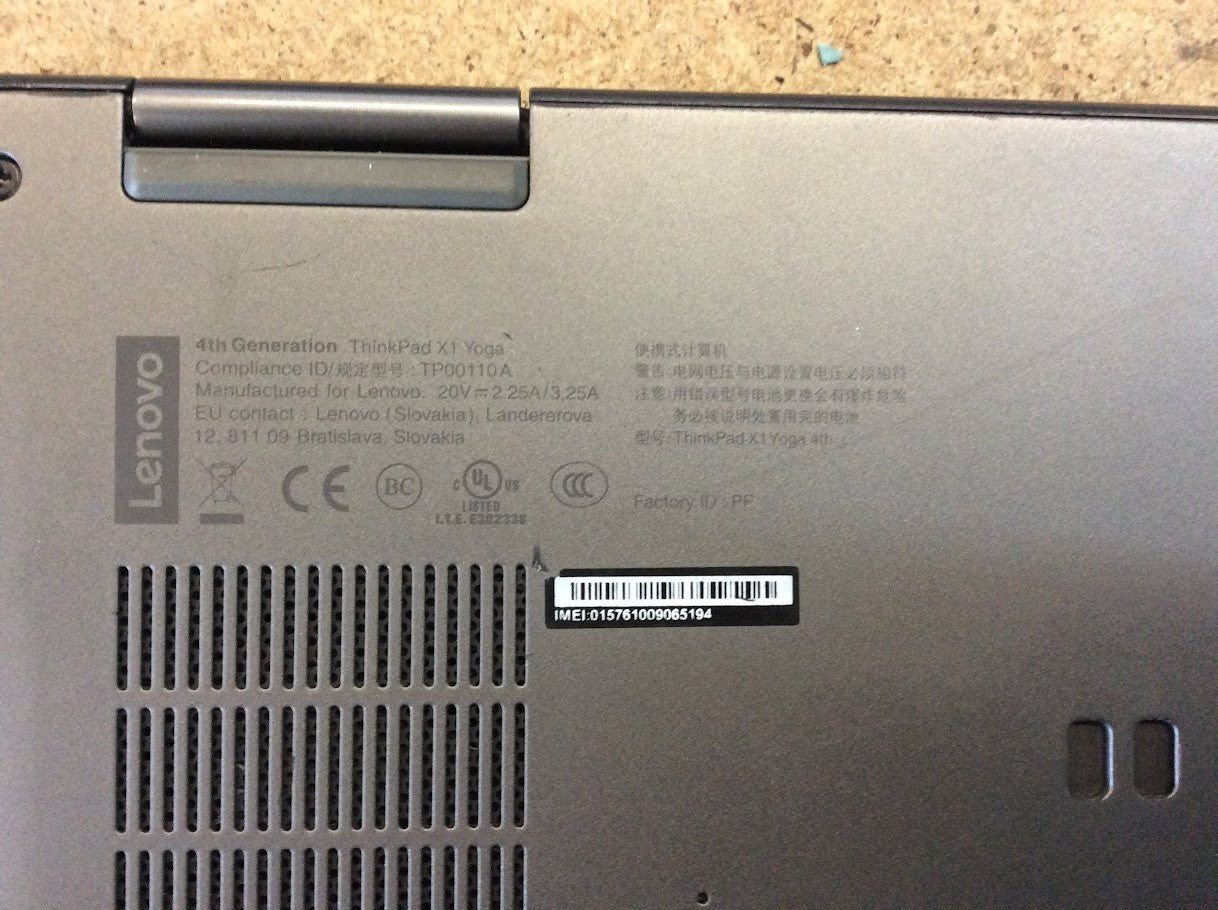 Lenovo ThinkPad X1 Yoga (Gen 4) Laptop 14" i7-8665U 8GBRAM 512GBSSD Win11 A-