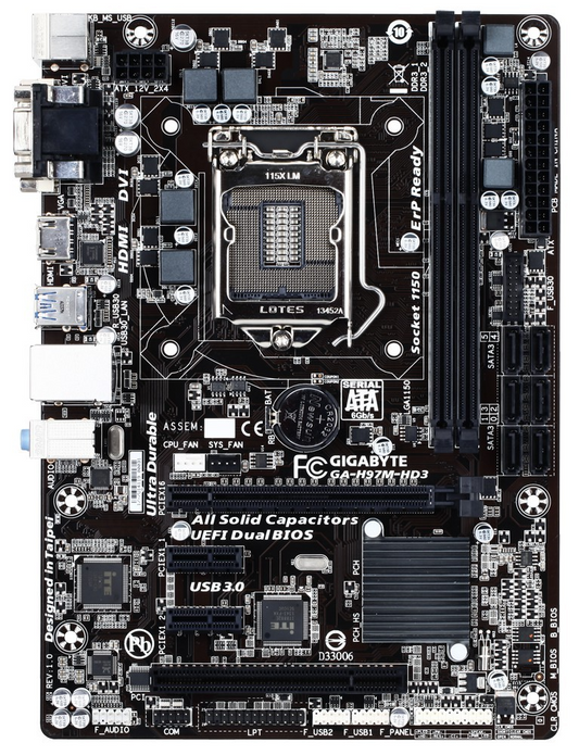 GIGABYTE GA-H97M-HD3 Motherboard microATX DDR3 LGA 1150 VGA HDMI DVI Intel H97
