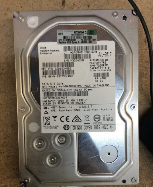 HPE 4TB Desktop 3.5in HDD SATA MB4000GFEMK Hard Disk Drive Silver Au Seller