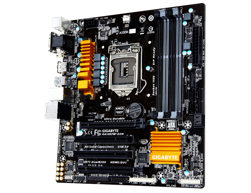GIGABYTE GA-H97M-D3H Motherboard microATX DDR3 LGA 1150 HDMI VGA DVI Intel H97