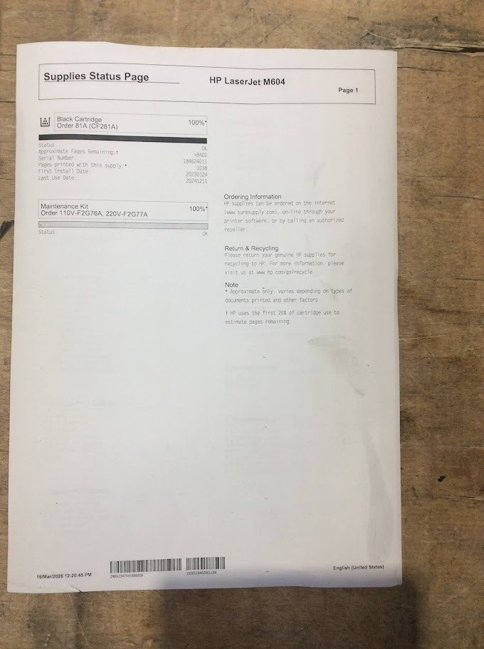 HP LaserJet Enterprise M604 Monochrome Laser Printer -  Tested [AU Seller]
