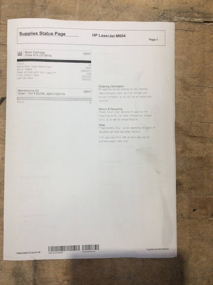 HP LaserJet Enterprise M604 Monochrome Laser Printer -  Tested [AU Seller]