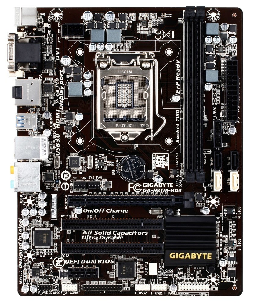 GIGABYTE GA-H81M-HD3 Motherboard mATX DDR3 LGA 1150 VGA DVI HDMI DP Intel H81